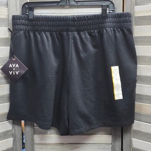 Plus Size Fleece Lounge Shorts | Ava & Viv | 0X(14W) - Picture 5 of 10